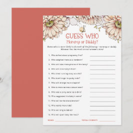 Bumblebebisgissning Vem Mamma eller Pappa babyskor Tack Kort