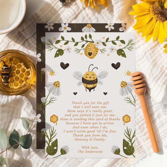 Bumblebee Bee Baby Shower Tack för ditt kort (Skapare uppladdad)