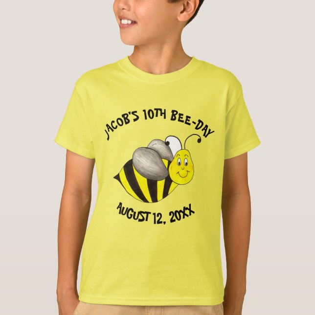 Bumblebee Bee Day Personlig Födelsedagsfest T-shirt (Framsida)