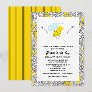 Bumblebee-Blommigt Parppelets babyskor Inbjudningar