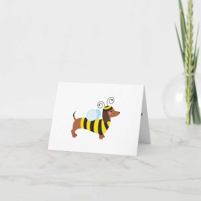 BUMBLEBEE DACHSHUND BLANK GREETING CARD KORT (Framsida)