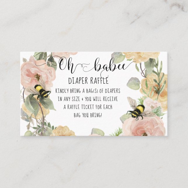 Bumblebee Diaper Raffle Visitkort (Framsida)