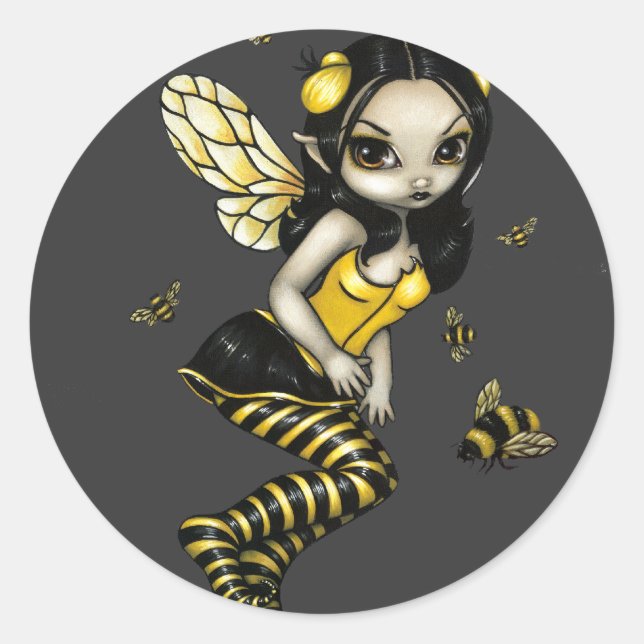 "BumbleBee Fairy"-märke Runt Klistermärke (Framsida)