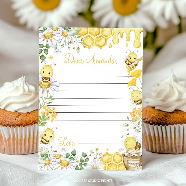 Bumblebee Floral Time Capsule Note Message Card Tack Kort (Skapare uppladdad)