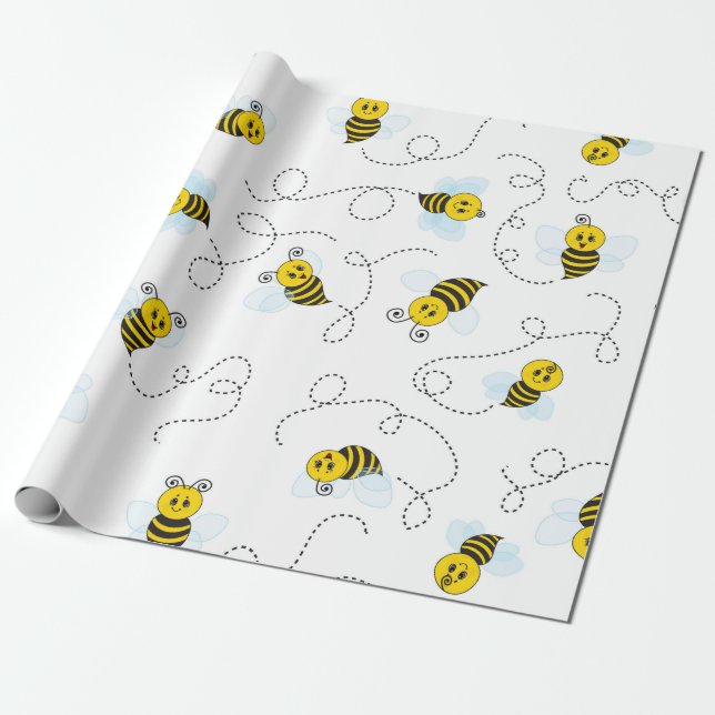 Bumblebee Flying Yellow Black Bumble Bee Presentpapper (Utrullad)