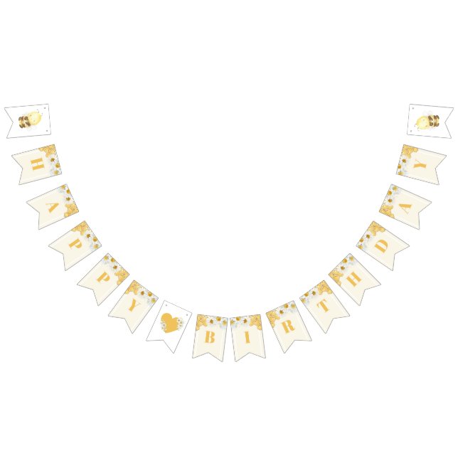 Bumblebee Grattis på födelsedagen Bee Kids Honeybe Vimplar (Alla)