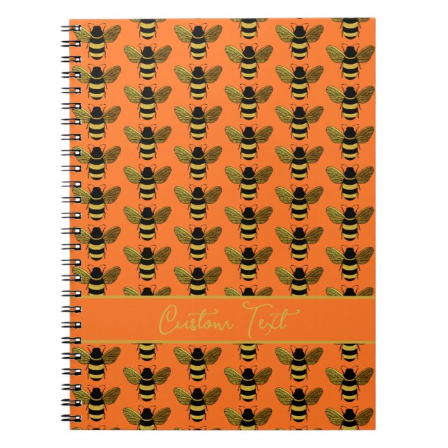 BUMBLEBEE GULD BLACK BEE UPPREPA ORANGEN MÖNSTER ANTECKNINGSBOK (Framsidan)