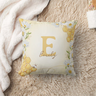 Bumblebee Honungsbin Monogram Namn Kid Baby Nurser Kudde
