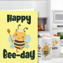 Bumblebee-mönster-vikat kort för lycklig-bidag
