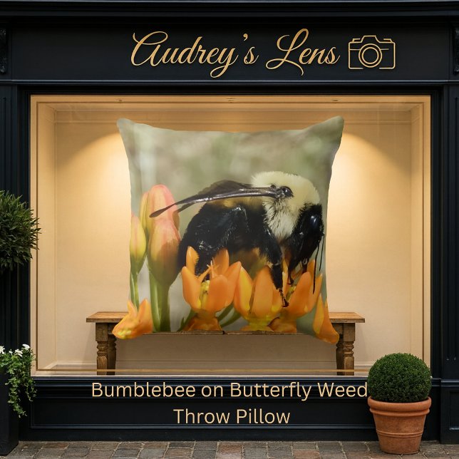 Bumblebee on Butterfly Weed Kudde (Skapare uppladdad)