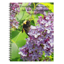 Bumblebee on Lilac Confucius Quote Anteckningsbok