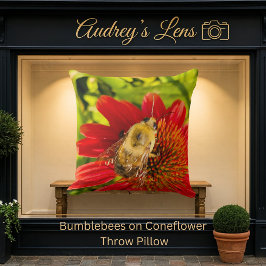 Bumblebee on Red Coneflower Kudde