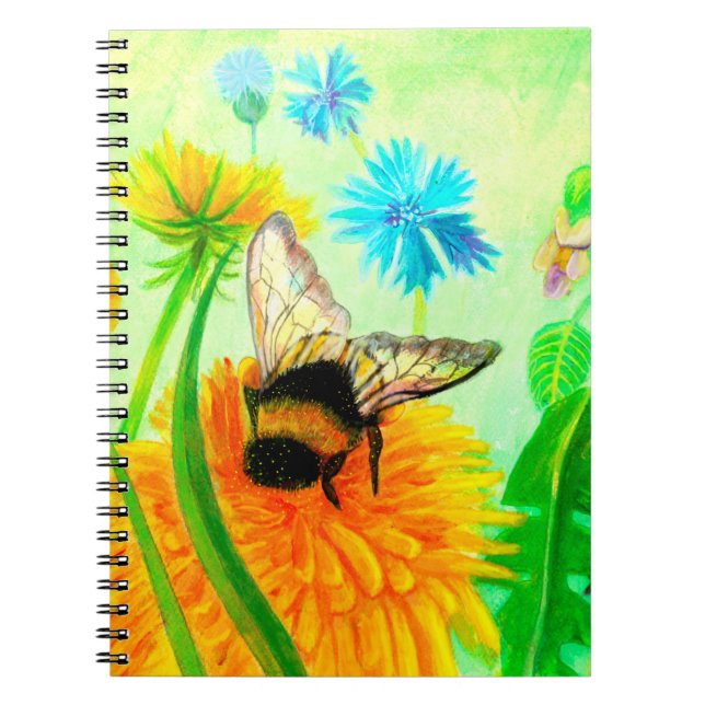 Bumblebee på dandelion anteckningsbok (Framsidan)