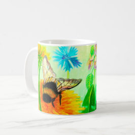 Bumblebee på dandelion kaffemugg