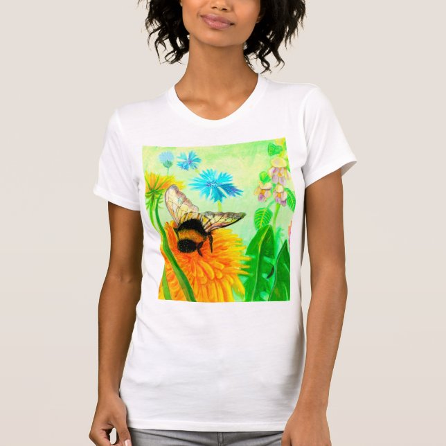 Bumblebee på dandelion t shirt (Framsida)