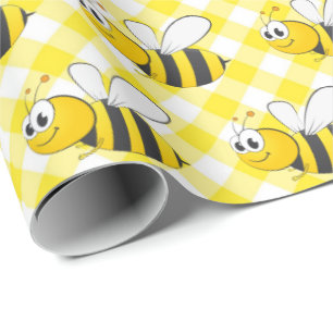 Bumblebee på Gult Gingham Presentpapper