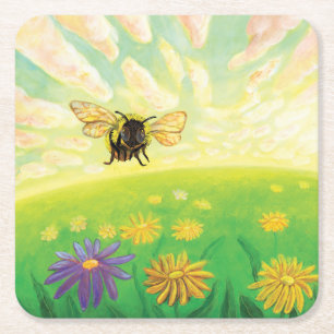 Bumblebee på Horisont Underlägg Papper Kvadrat