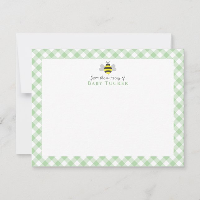Bumblebee Preppy Nyfödd bebis Stationery Tack Anteckningskort (Framsida)