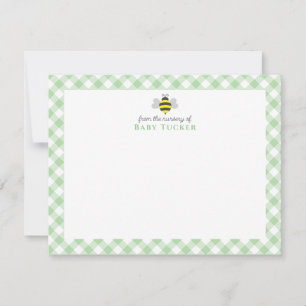 Bumblebee Preppy Nyfödd bebis Stationery Tack Anteckningskort