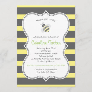Bumblebee Rand Baby Shower-inbjudan för cute Bumbl Inbjudningar