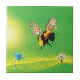 Bumblebee som flyger över ängen kakelplatta