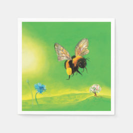Bumblebee som flyger över ängen pappersservett