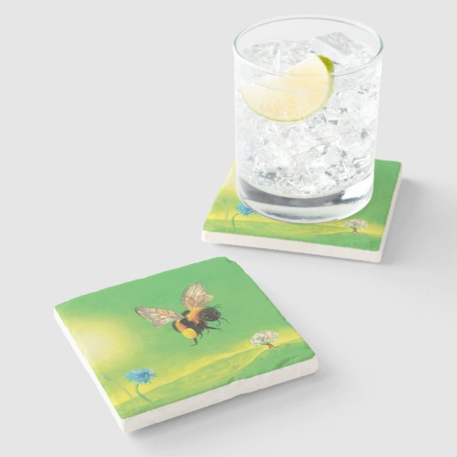 Bumblebee som flyger över ängen stenunderlägg (Sidan)