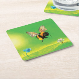 Bumblebee som flyger över ängen underlägg papper kvadrat