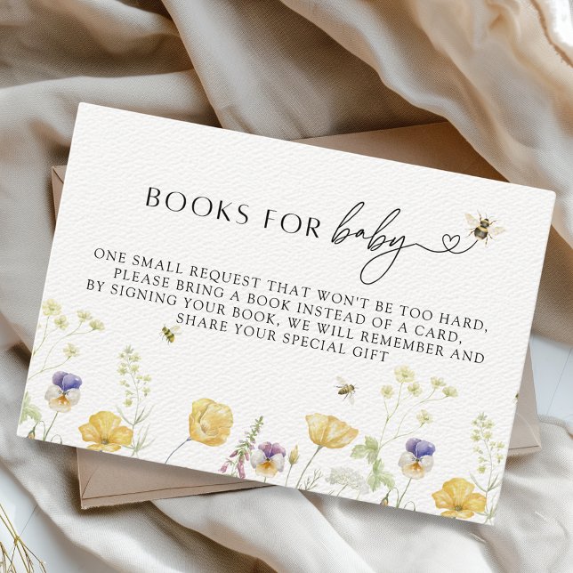 Bumblebee WildblomBaby Shower Bokar för Baby Tilläggskort (Books For Baby Baby Shower Fun Insert Card Bumblebee Wildflower Mama to Bee Baby in Bloom)
