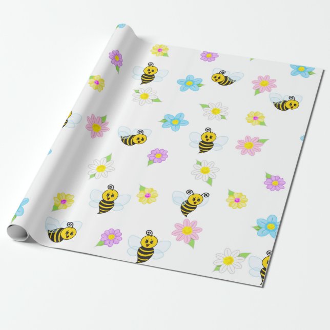 Bumblebee Yellow Black Bumble Bee Colorful Presentpapper (Utrullad)