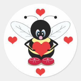 Bumblebees med Hearts Stickers Runt Klistermärke