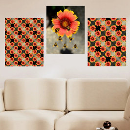 Bumblebees och Gaillardia Flowers Boho Chic