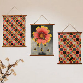 Bumblebees och Gaillardia Flowers Boho Chic
