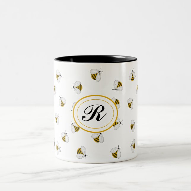 Bumblebehonung Personlig Monogram kaffe Mugg (Center)