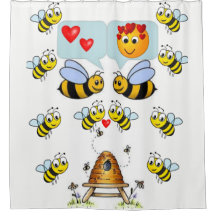 Bumblebevit gult barn dusercurtain
