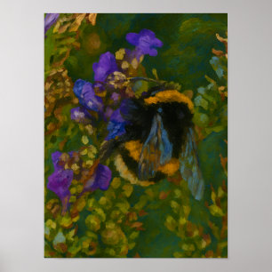 Bumblebi bland Lila Blooms Poster