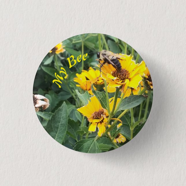 Bumblebi Förorening av en Gult blomma Knapp (Framsida)