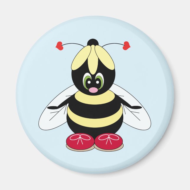 Bumblebi med Flower Hat Magnet (Framsidan)