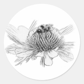 Bumblebi och blomma runt klistermärke