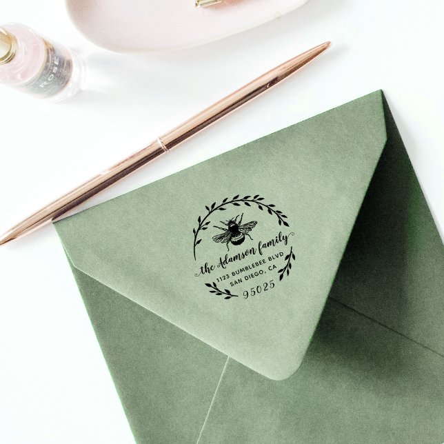 Bumblebi och utandning i näsan | Familj Namn Adres Självfärgande Stämpel (Skapare uppladdad)