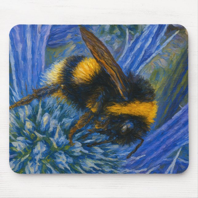 Bumblebi på blå Thistle Musmatta (Framsidan)