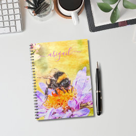 Bumblebi på eget namn för blomman anteckningsbok