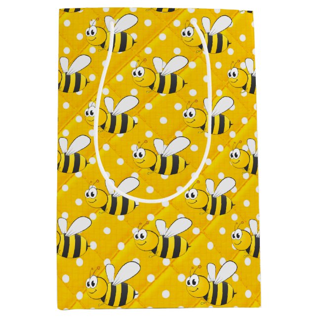 Bumblebi på Gult och vitt Polka dots (Framsidan)