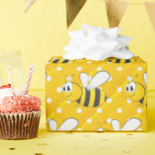 Bumblebi på Gult och vitt Polka dots Presentpapper