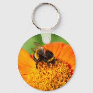 Bumblebi på Orange blomma Nyckelring