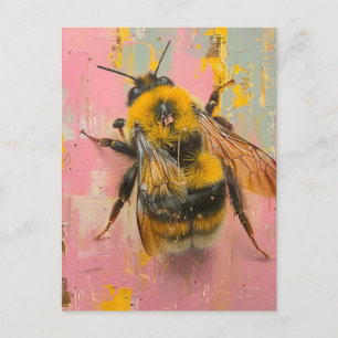 Bumblebi på Rosa och Gult Vykort