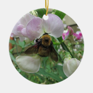 Bumblebin på sötpäron julgransprydnad keramik