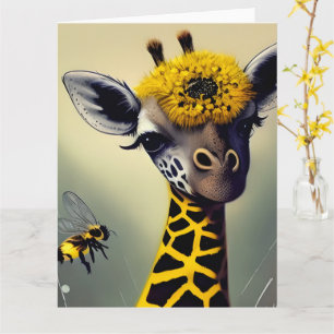 Bumblen Giraffe Whimsical Digital Art XL Kort