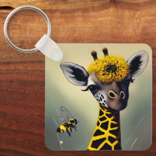 Bumblen Giraffe Whimsical Nyckelring