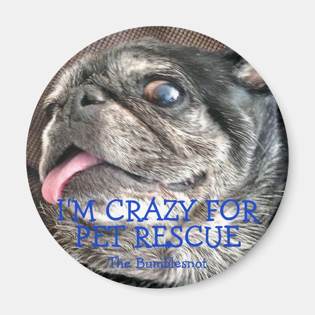 Bumblesnot magnet: Jag är Crazy för Pet Rädding Magnet (Framsidan)